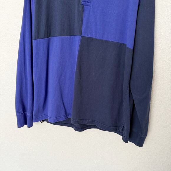 [Urban Outfitters] Navy Blue Colorblock Long Sleeve Rugby Polo Shirt Sz Medium M - Picture 7 of 11
